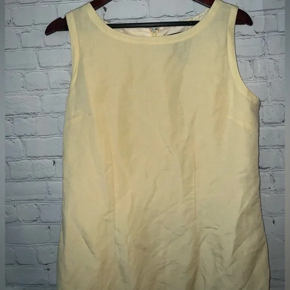 Laura Scott light yellow sleeveless linen / rayon dress size 14 - Picture 5 of 11